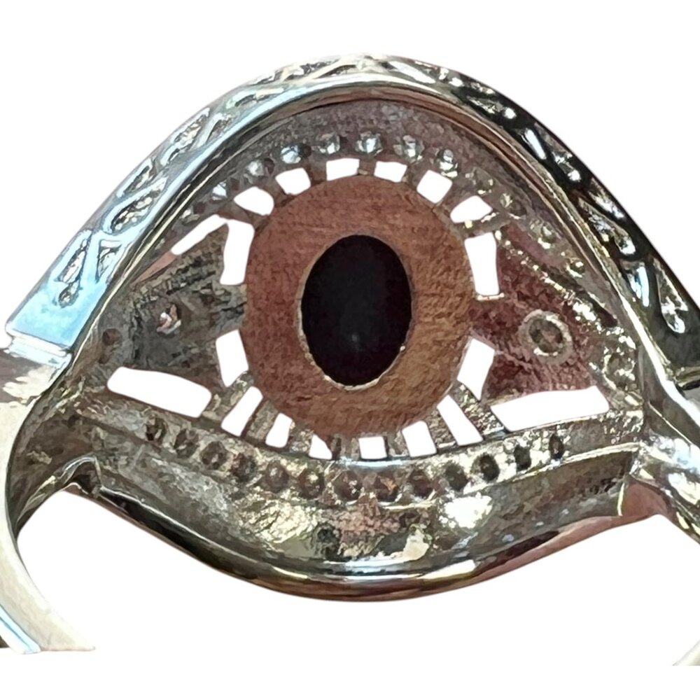 Sterling Silver 925 Blue Cz Gemstone Evil Eye Design Ring Size 6.75 - Picture 6 of 6
